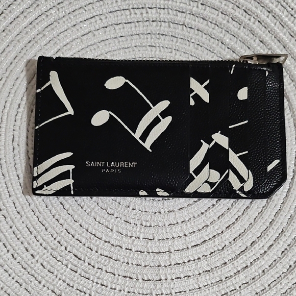 Authentic Saint Laurent Black and White Card Holder With Dustbag - Picture 2 of 9
